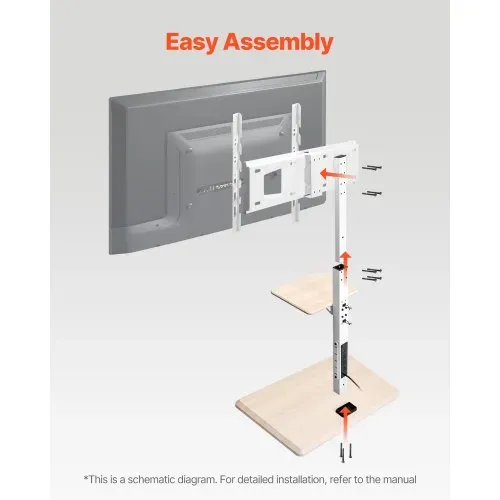 VEVOR rollbarer TV-Ständer Fernsehständer für 812,8-1778 mm TVs bis zu 40 kg, 25° Links-Rechts-Drehung & höhenverstellbare TV-Halterung mit Ablage für Schlafzimmer Wohnzimmer (max. 600 x 400 mm) – Bild 5