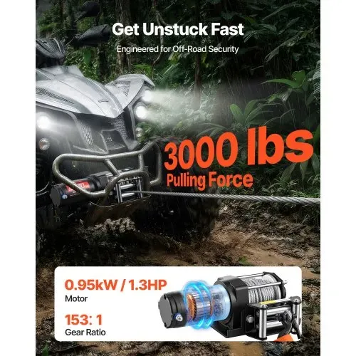 VEVOR Elektrische Seilwinde 1360 kg, 12 V DC Motorwinde mit Φ4,7 mm x 12 m Stahlseil & Kabelgebundener Fernbedienung, IP55, Aluminiumgehäuse, Elektrowinde zum Abschleppen von ATVs, Schwarz VEVOR Elektrische Seilwinde 1360 kg, 12 V DC Motorwinde mit Φ4,7 mm x 12 m Stahlseil & Kabelgebundener Fernbedienung, IP55, Aluminiumgehäuse, Elektrowinde zum Abschleppen von ATVs, Schwarz