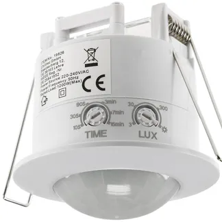 Decken-Einbau-Bewegungsmelder 360° PIR, LED geeignet, 6m Detektion, weiß Decken-Einbau-Bewegungsmelder 360° PIR, LED geeignet, 6m Detektion, weiß