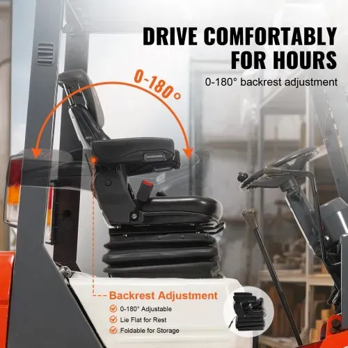 VEVOR Traktorsitz 590 x 560 x 755 mm, 0–180° Schleppersitz, Universal Traktorsitz, Traktorsitz Schleppersitz, Gabelstapler PVC 33,1 kg für die meisten mechanischen Sitze wie Gabelstapler – Bild 3