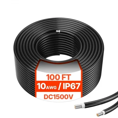 VEVOR 30,48m Solarkabel, Solarpanel-Kabel, 10AWG Solar-Verlängerungskabel, IP67 wasserdichtes PV-Kabel für Solarmodule zu Hause, -40 bis 105℃, auf Schiffen und in Wohnmobilen, schwarz – Bild 10