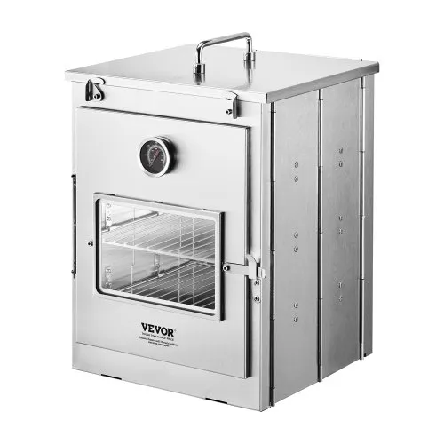 VEVOR faltbarer Campingofen tragbare Campingherde aus Edelstahl, mit 3-stufigem Grill, Griff und Thermometer, Verwendung mit Holzfeuer, Propangasöfen zum Backen von Brot Pizza Kochen im Freien VEVOR faltbarer Campingofen tragbare Campingherde aus Edelstahl, mit 3-stufigem Grill, Griff und Thermometer, Verwendung mit Holzfeuer, Propangasöfen zum Backen von Brot Pizza Kochen im Freien
