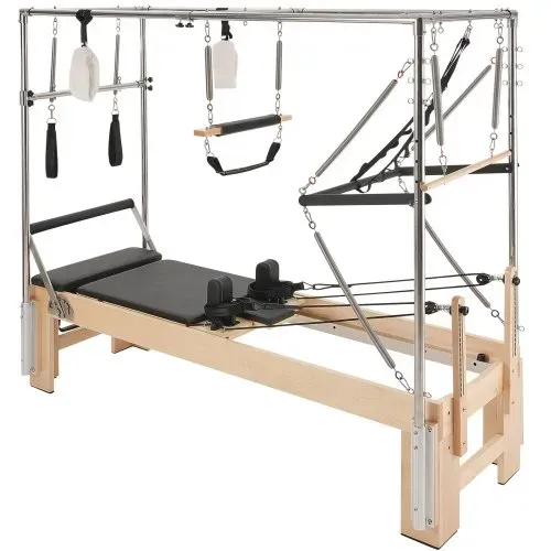 VEVOR Pilates Reformer Maschine aus Holz für Fitnessstudio zu Hause, Krafttrainingsgerät mit doppeltem Widerstand & Reformer-Box & Sprungbrett, für Fortgeschrittene und Anfänger, bis zu 181,44 kg – Bild 9