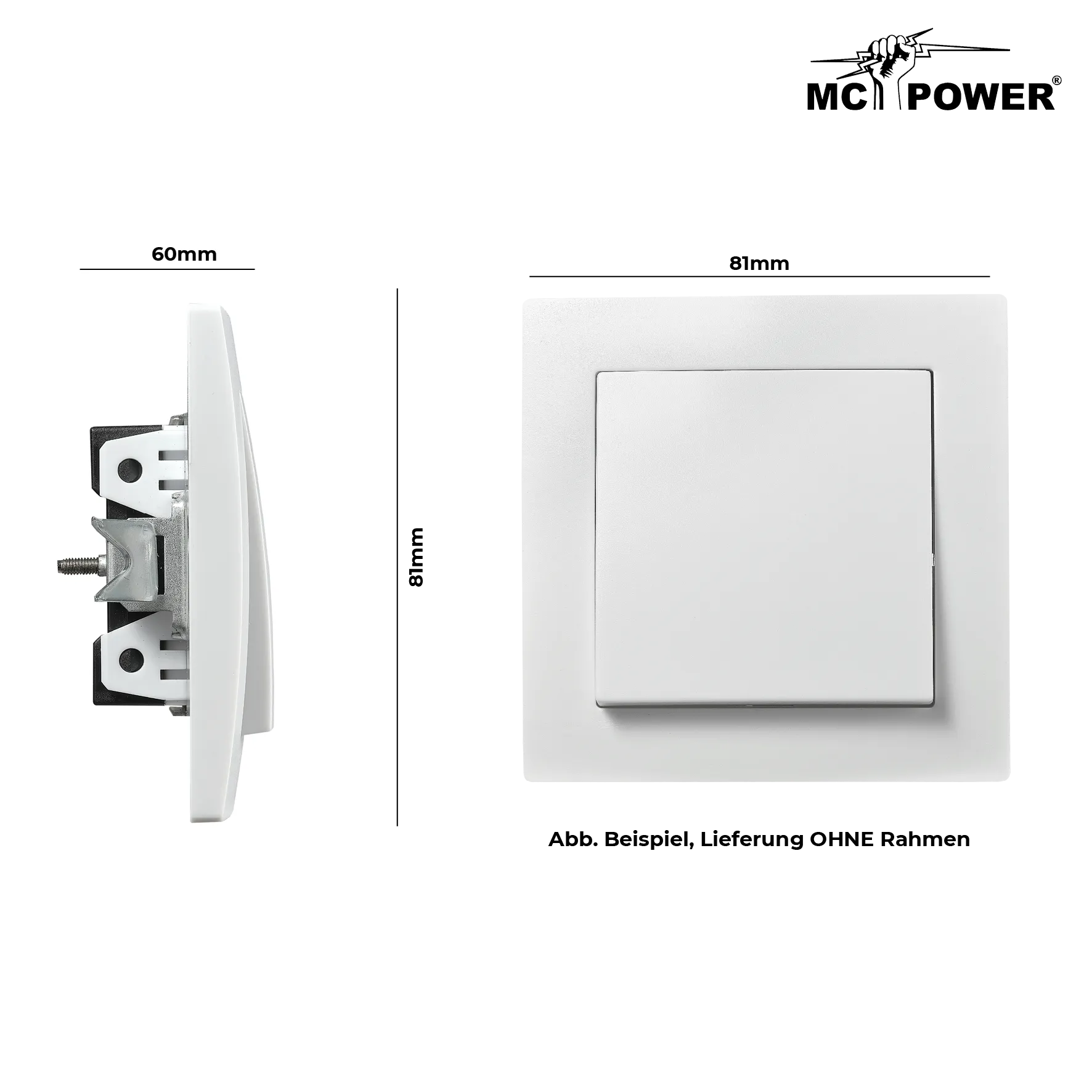 Taster McPower ''Flair'', 250V~/10A, UP, weiß – Bild 3