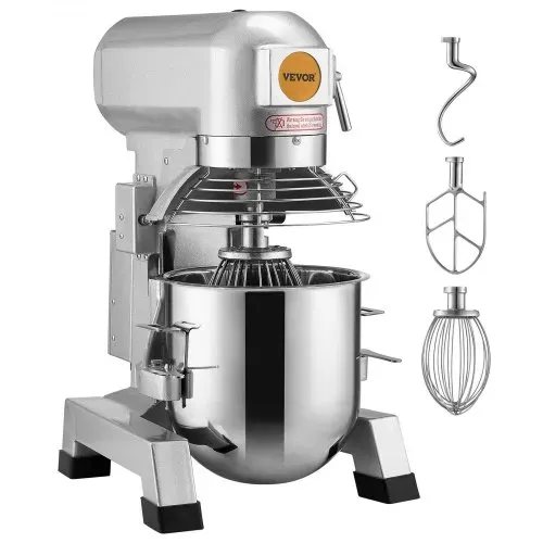 VEVOR Kommerzieller Küchenmixer, 18,7 l kommerzieller Standmixer mit 3 einstellbaren Geschwindigkeiten, 1100 W Teigmixer mit Edelstahlschüssel und 3 Mixaufsätzen, ideal für Restaurant, Bäckerei, Konditorei, Café – Bild 8