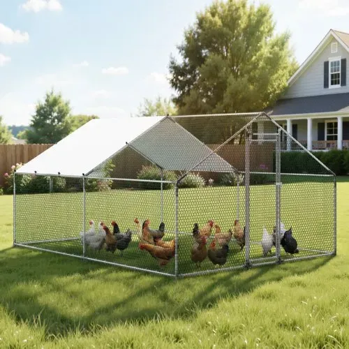 VEVOR Hühnerstall 3x4x2 m, Begehbarer Hühnerauslauf mit Abdeckung, Hühnerhaus mit Turmdach & Sicherheitsschloss, Enten- & Kaninchenkäfig, Geflügelgehege für Hinterhof, Bauernhof, Hof – Bild 7