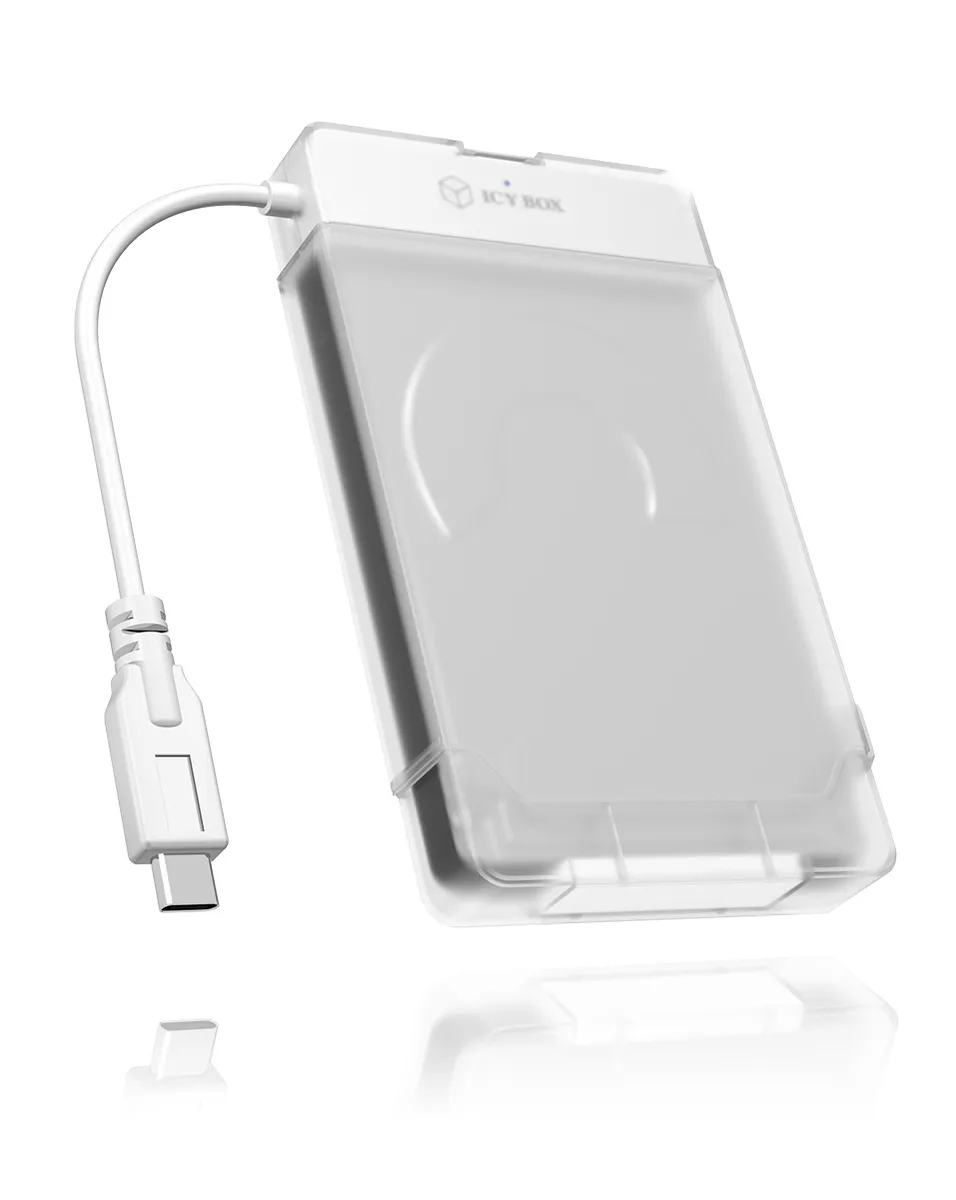 ICY BOX IB-AC703-C, USB 3.2 Gen 1 Type-C zu 2,5" SATA Festplatten (9,5 mm Höhe) Adapter Kabel mit Schutzbox, Zugriff LED, weiß – Bild 2
