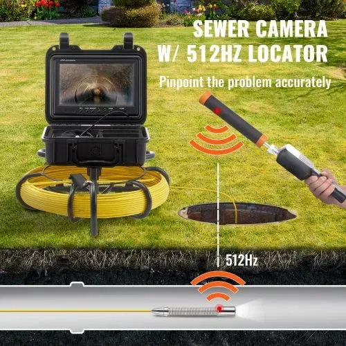 VEVOR Kanalkamera 50m, 23cm Rohrinspektionskamera mit 512-Hz-Ortung, DVR-Funktion, IP68-Kamera mit 12 einstellbaren LEDs, einer 16-GB-SD-Karte für Abwasserleitungen, Kanal- & Abflussrohrinstallation – Bild 4