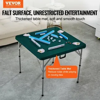 VEVOR Mahjong-Tisch, Klappbarer Kartentisch für 4 Spieler mit Verschleißfester Grüner Tischplatte, Tragbarer, Zweifach Quadratischer Dominotisch mit Tragegriff 86 x 86 x 74 cm Domino-Tisch VEVOR Mahjong-Tisch, Klappbarer Kartentisch für 4 Spieler mit Verschleißfester Grüner Tischplatte, Tragbarer, Zweifach Quadratischer Dominotisch mit Tragegriff 86 x 86 x 74 cm Domino-Tisch