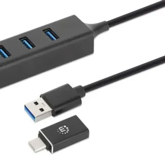 Manhattan 180894 Schnittstellen-Hub USB 3.2 Gen 1 (3.1 Gen 1) Type-A + Type-C 5000 Mbit/s Schwarz Manhattan 180894 Schnittstellen-Hub USB 3.2 Gen 1 (3.1 Gen 1) Type-A + Type-C 5000 Mbit/s Schwarz