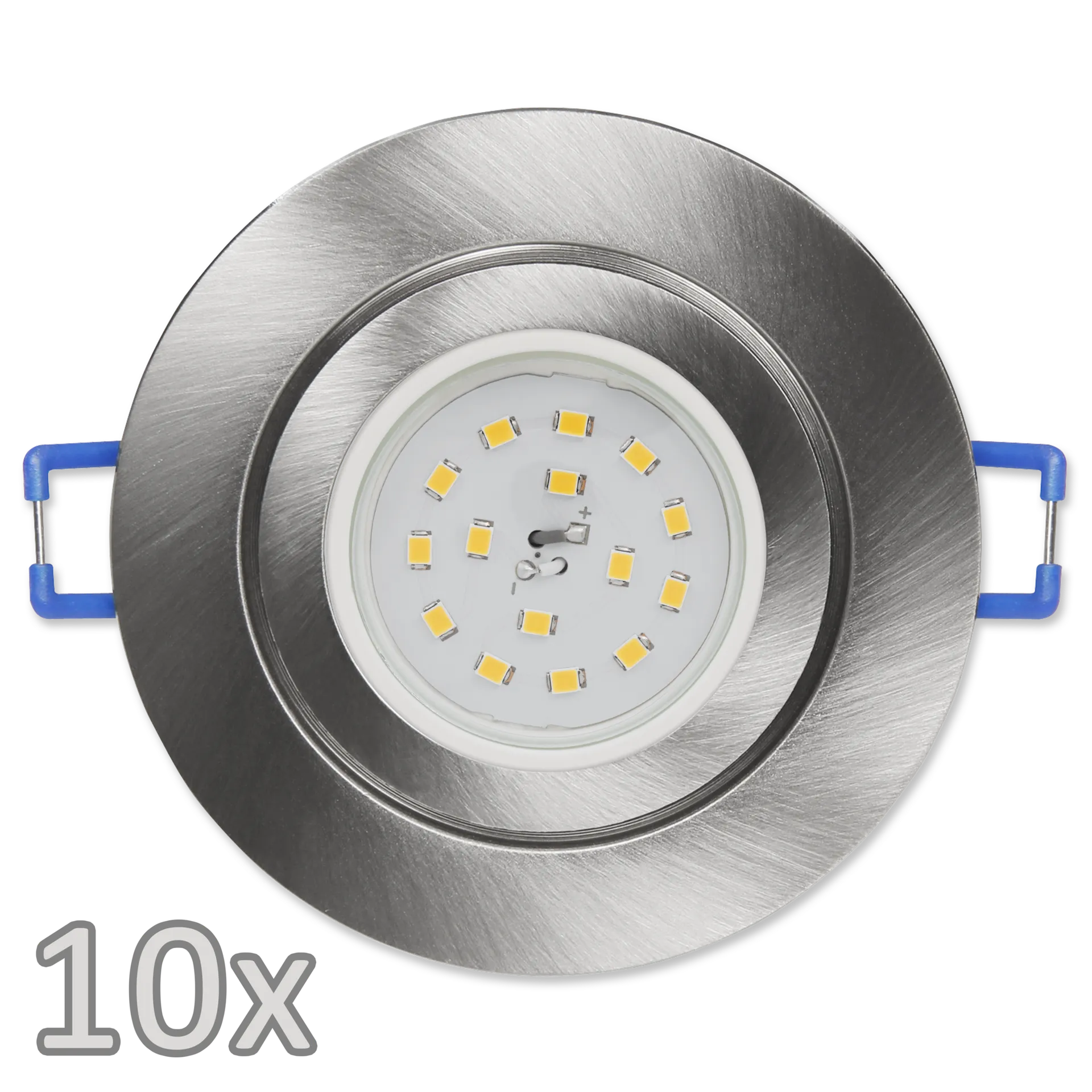 Einbauleuchten-Set McShine, 10xRahmen, 10x LED-Modul, 5W, 400lm, 230V, Edelstahl Einbauleuchten-Set McShine, 10xRahmen, 10x LED-Modul, 5W, 400lm, 230V, Edelstahl