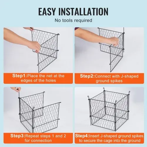 VEVOR 4er-Pack Pflanzenschutz vor Tieren, 34,3 x 34,3 cm Pflanzenschutz aus Hühnerdraht, Pflanzenkäfige für Pflanzen im Freien, Blumen und Gemüse, hält Hasen, Hühner und Eichhörnchen fern, 16-teiliges Metallgeflecht – Bild 3
