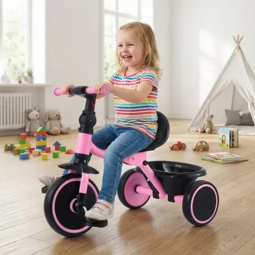 VEVOR Dreirad für Kinder von 2 bis 5 Jahren, Laufrad mit Verstellbarem Sitz, Aufbewahrungskorb und Kohlenstoffstahlrahmen, Klappbares Kinderdreirad mit Lenkergriffen, Geschenk für Jungen und Mädchen – Bild 7