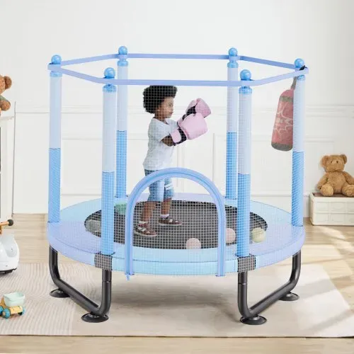 VEVOR Kindertrampolin Outdoor-Trampolin mini Freizeittrampolin 1545 mm für Kleinkinder mit Sicherheitsnetz & Basketballkorb, Geburtstagsgeschenk Weihnachtsspielzeug für Kinder ab 3 Jahren Blau – Bild 7