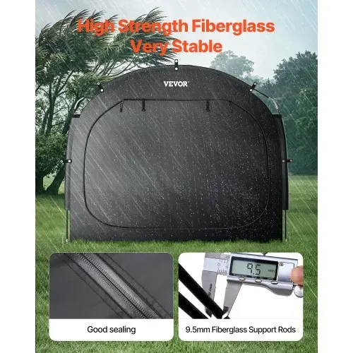 VEVOR Fahrradzelt, 5 Fahrräder, geräumige Fahhrradgarage mit belüftetem Fenster, einfach zu installierendes Fahrradzelt mit hochfestem Fiberglas & Doppelreißverschlüssen, 224x247x198 cm – Bild 3
