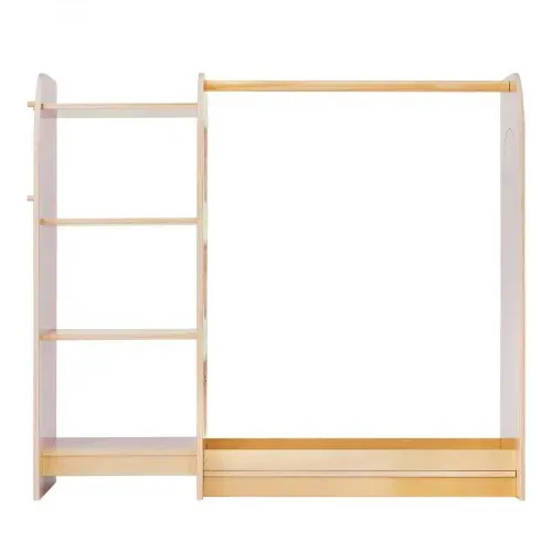 VEVOR Kinderkleiderschrank 120x40x106cm, Kindergarderobe mit Spiegel Kleiderstange Ablagen, Multiplexholz Verkleidungsschrank für Mädchen, Kinderschrank für Kostüme Dress-Up Schlafzimmer, Naturholz – Bild 9