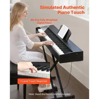 VEVOR Gewichtetes Digitalpiano, 88 Tasten vollgewichtet, E-Piano Doppeltastatur & Lautsprecher mit Notenständer, Sustain-Pedal, Aufnahmefunktion, 280 Töne, Kabellose Verbindung, für Anfänger, Schwarz VEVOR Gewichtetes Digitalpiano, 88 Tasten vollgewichtet, E-Piano Doppeltastatur & Lautsprecher mit Notenständer, Sustain-Pedal, Aufnahmefunktion, 280 Töne, Kabellose Verbindung, für Anfänger, Schwarz