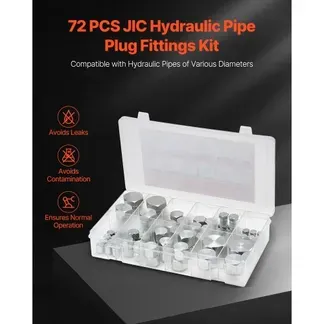 VEVOR 72-tlg. JIC-Hydraulikfittings, Industriehydraulikkappe & -stopfen, Schlauch- & Rohrfitting-Kit, Kappen- & Stopfen-Kit, Präzisionsgewinde in 37°-Schnittgrößen 4, 6, 8, 10, 12, 16 VEVOR 72-tlg. JIC-Hydraulikfittings, Industriehydraulikkappe & -stopfen, Schlauch- & Rohrfitting-Kit, Kappen- & Stopfen-Kit, Präzisionsgewinde in 37°-Schnittgrößen 4, 6, 8, 10, 12, 16
