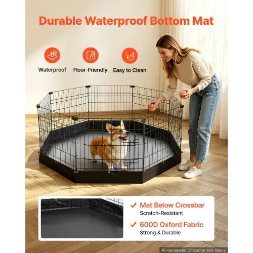 VEVOR Welpenauslauf Welpenlaufstall Welpenzaun 61cm 8-tlg. mit Bodenmatte, Spielplatz für Kleine Hunde Katzen & Andere Kleintiere Faltbar Durch die Verschiedenen Formen Vielfältig Einsetzbar – Bild 3