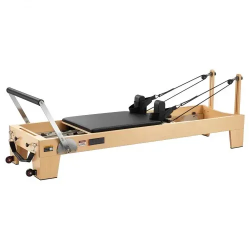 VEVOR Pilates Reformer Gerät 214 cm aus Ahornholz 181 kg Belastbarkeit für Heim-Fitnessstudios, Leises Gleiten, Verstellbare Kopfstütze, mit Pilates-Box, Jumpboard, Fußplattform und Fußschlaufen – Bild 8