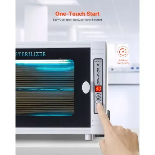 VEVOR UV Sterilisator Nagelwerkzeug-Reinigungsmaschine (12 L / 5 W) multifunktionale Nagelreiniger Sterilisator mit Timer-Einstellung, Reinigungskabinett mit Tür aus gehärtetem Glas, für Labore – Bild 3