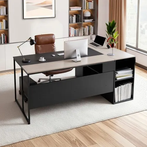 VEVOR L-förmiger Chefschreibtisch großer moderner Bürotisch mit Schubladen & Lagerschrank &CPU-Ständer, Schreibtisch aus Holz, 158,7 kg Tragkraft, Computertisch für Arbeit Studium Schreiben VEVOR L-förmiger Chefschreibtisch großer moderner Bürotisch mit Schubladen & Lagerschrank &CPU-Ständer, Schreibtisch aus Holz, 158,7 kg Tragkraft, Computertisch für Arbeit Studium Schreiben