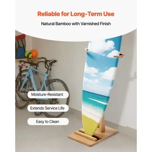 VEVOR vertikaler Surfbrettständer Surfbrettregal aus Holz zur Aufbewahrung (einstellbar 370-665 mm), freistehender Boardständer-Organizer mit Korkpolsterung, für Wakeboard Snowboard Kiteboard – Bild 4