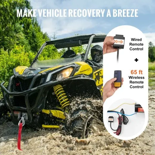VEVOR Elektrische Seilwinde, 4000 lb Seilzugkapazität, 12 V DC ATV/UTV-Winde mit Φ3/16 Zoll x 39 Fuß 7-Strang-Stahlkabel-Rollenführung, kabellose und kabelgebundene Fernbedienung, IP55 wasserdicht zum Abschleppen von UTV ATV – Bild 4