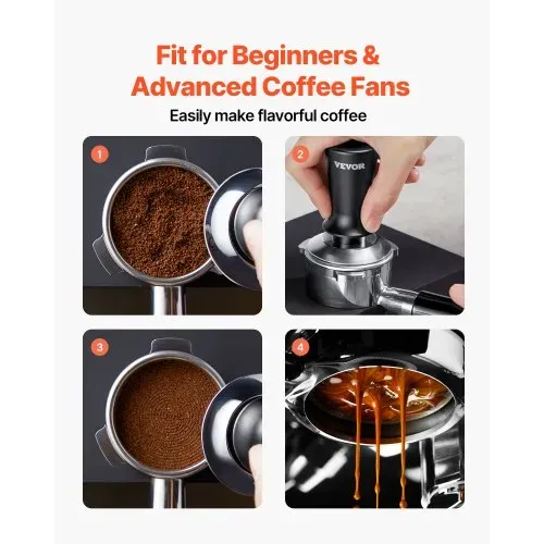 VEVOR Espresso-Tamper 53 mm, gefederter Kaffeetamper, 13,6 kg Tamper-Werkzeug Kaffeewerkzeug für Kaffeemaschine Kaffeezubehör Edelstahl-Tamper Kaffeestampfer mit rutschfestem Griff Schwarz – Bild 5