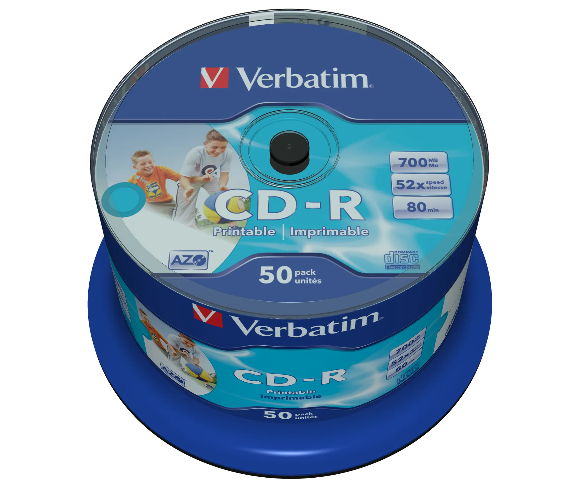 Verbatim CD-R AZO Wide Inkjet Printable no ID 700 MB 52x 50 Stück(e) – Bild 2