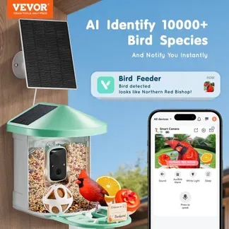 VEVOR Intelligenter Vogelfutterspender mit Kamera, 2K HD KI identifiziert über 10.000 Vogelarten, solarbetriebene Vogelbeobachtungskamera mit automatischer Aufnahme und sofortiger Benachrichtigung, kabelloses Outdoor-Geschenk für Vogelliebhaber (3 Solarmodule) VEVOR Intelligenter Vogelfutterspender mit Kamera, 2K HD KI identifiziert über 10.000 Vogelarten, solarbetriebene Vogelbeobachtungskamera mit automatischer Aufnahme und sofortiger Benachrichtigung, kabelloses Outdoor-Geschenk für Vogelliebhaber (3 Solarmodule)