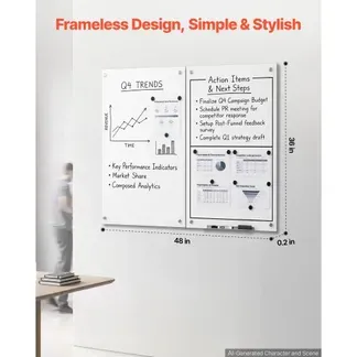 VEVOR Whiteboard Magnetisch 900×600 mm Wandtafel Magnettafel 2er-Pack Weiß, Büro Schule Klassenzimmer Homeschooling Rahmenlos 4,3 mm Dickes Sicherheitsglas inkl. Marker Magnete Schwamm VEVOR Whiteboard Magnetisch 900×600 mm Wandtafel Magnettafel 2er-Pack Weiß, Büro Schule Klassenzimmer Homeschooling Rahmenlos 4,3 mm Dickes Sicherheitsglas inkl. Marker Magnete Schwamm