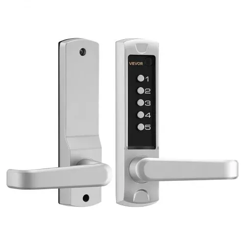 VEVOR Mechanisches Codeschloss mit Einseitigem Tastenschloss (5-stelliger Code), Schlüsselloses Türschloss mit Griff & Automatischer Verriegelung, für Haustüren Gartentore Garagen Outdoor, Silber – Bild 8