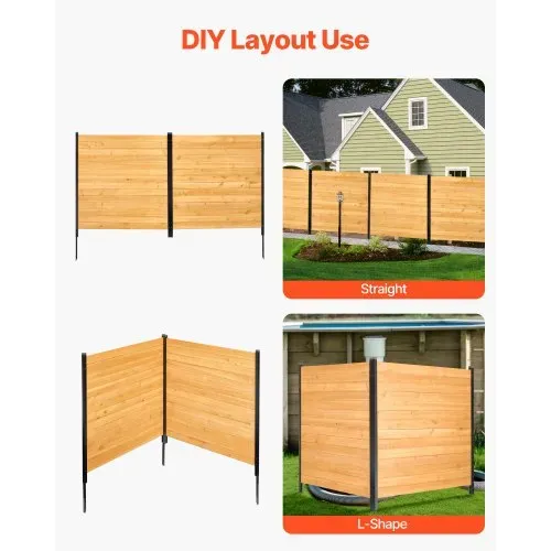 VEVOR Sichtschutzzaun Holz, 1100x982 mm, 2 Paneele, Lamellenzaun für Klimaanlagen, Umzäunung für Poolausrüstung mit Metallpfählen, Gartenzaun, Mülltonnenversteck für Außenbereich als Gartendekoration – Bild 2