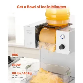 VEVOR Schneeflocken-Eismaschine, 40 kg/Tag Eis-Rasiermaschine, Eisrasierer mit Edelstahlklinge, elektrischer Bingsu-Maschine mit 1,8 L Tank, 90-s-Schnellkühlung, für Zuhause kleine Veranstaltung VEVOR Schneeflocken-Eismaschine, 40 kg/Tag Eis-Rasiermaschine, Eisrasierer mit Edelstahlklinge, elektrischer Bingsu-Maschine mit 1,8 L Tank, 90-s-Schnellkühlung, für Zuhause kleine Veranstaltung