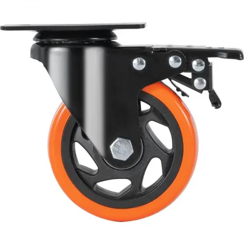 VEVOR Möbelrollen 4er-Set Lenkrollen PVC φ101,6mm Laufrollen 635kg Tragfähigkeit Transportrollen mit A/B-Bremsen Kastenrollen 360° Drehbar Schwerlastrollen für Häusern Büros Studios Fabriken – Bild 8