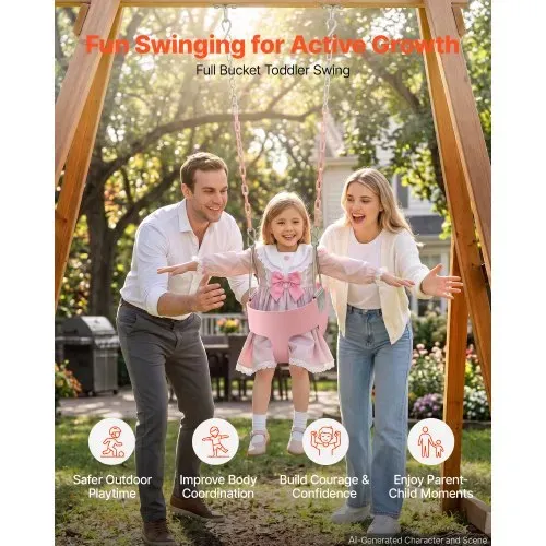 VEVOR Kinderschaukel 136 kg Schaukel Hohe Rückenlehne Vollschalensitz Pink, für Spielplätze im Garten & Indoor, Beschichtete Ketten & Karabiner, Komplett Montierter Sitz für Kinder ab 3 Jahren, CE/CPC VEVOR Kinderschaukel 136 kg Schaukel Hohe Rückenlehne Vollschalensitz Pink, für Spielplätze im Garten & Indoor, Beschichtete Ketten & Karabiner, Komplett Montierter Sitz für Kinder ab 3 Jahren, CE/CPC