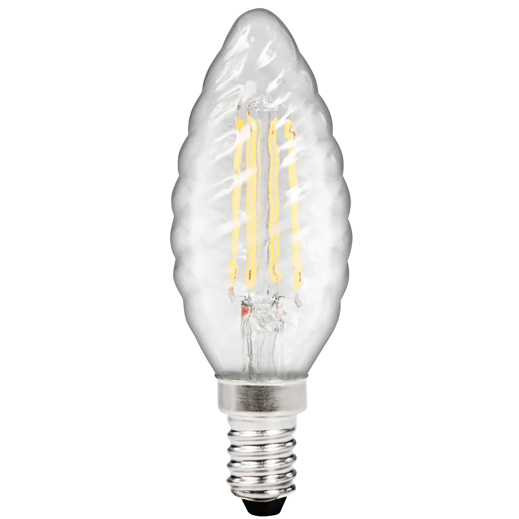 LED Filament Kerzenlampe gedreht McShine “Filed“, E14, 4W, 490 lm, warmweiß, klar LED Filament Kerzenlampe gedreht McShine “Filed“, E14, 4W, 490 lm, warmweiß, klar