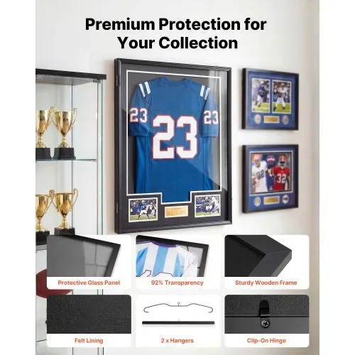VEVOR Trikotrahmen 70 x 90 cm, Abschließbarer Holz-Trikot-Bilderrahmen mit PC-Platte & 98 % UV-Schutz, Objektrahmen mit Aufhänger & 2 Schlüsseln für Baseball-, Basketball-, Football- und Hockeytrikots VEVOR Trikotrahmen 70 x 90 cm, Abschließbarer Holz-Trikot-Bilderrahmen mit PC-Platte & 98 % UV-Schutz, Objektrahmen mit Aufhänger & 2 Schlüsseln für Baseball-, Basketball-, Football- und Hockeytrikots