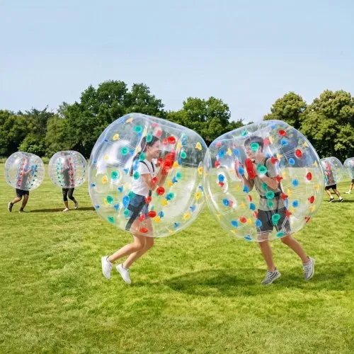 VEVOR 2 Bumper Bälle Aufblasbar 1,2 m PVC Bump Ball mit Farbigen Punkten für Garten, Camping, Picknick, Rasen und Schulsport, Auslaufsicheres Drehventil, Verstärkte Gurte und Heißverschweißter Griff – Bild 7