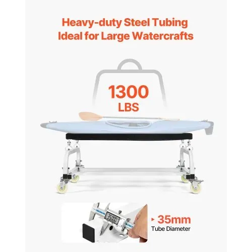 VEVOR Jet Ski Dolly 590kg Tragfähigkeit, Bootswagen, Transportwagen zum Bewegen von Wasserfahrzeugen, verstellbare Kojen mit 4 Rollen & 2 Bremsen, robuster Slipwagen für Kajaks, Jet-Skis, Schnellboote VEVOR Jet Ski Dolly 590kg Tragfähigkeit, Bootswagen, Transportwagen zum Bewegen von Wasserfahrzeugen, verstellbare Kojen mit 4 Rollen & 2 Bremsen, robuster Slipwagen für Kajaks, Jet-Skis, Schnellboote