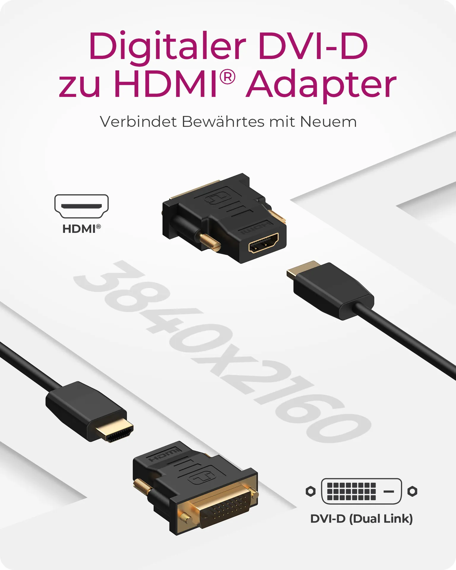 ICY BOX IB-AC552, DVI -D (24+1) zu HDMI Adapter – Bild 2