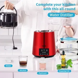 VEVOR Wasser Destillierer 1L/Std. 750 W Wasserdestilliergerät Destilliertes Wasser Edelstahl Distilleranlage, Rot Wasserdestillierapparat Borosilikatglas-Kanne Reinwasser Destillieren für Haushalt VEVOR Wasser Destillierer 1L/Std. 750 W Wasserdestilliergerät Destilliertes Wasser Edelstahl Distilleranlage, Rot Wasserdestillierapparat Borosilikatglas-Kanne Reinwasser Destillieren für Haushalt