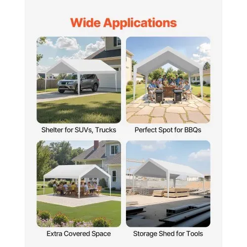 VEVOR Carport-Ersatzdach, 3,65 x 6,09 m, tragbare Garagenzeltplane, UV-beständige Autounterstandsplane, strapazierfähige Carport-Abdeckung, weiß, Rahmen nicht im Lieferumfang enthalten – Bild 5