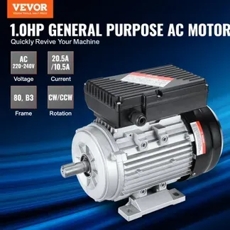 VEVOR 0,75 kW Elektromotor 1400 U/min, AC 220~240 V 5,45 A, 80, B3-Rahmen, Luftkompressormotor einphasig, 19 mm Keilwelle, Rechts-/Linkslauf für landwirtschaftliche Maschinen und allgemeine Geräte VEVOR 0,75 kW Elektromotor 1400 U/min, AC 220~240 V 5,45 A, 80, B3-Rahmen, Luftkompressormotor einphasig, 19 mm Keilwelle, Rechts-/Linkslauf für landwirtschaftliche Maschinen und allgemeine Geräte