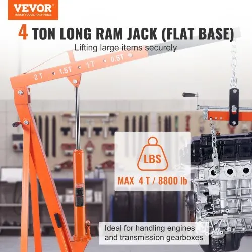 VEVOR Hydraulischer Langer Ram-Wagenheber, 4 t Motorhebezylinder mit Einzelkolbenpumpe & Flacher Basis, Hydraulischer Auto-Flaschenheber für Motorhebebühnen, Garagen-/Ladenkrane, Bauernhof usw VEVOR Hydraulischer Langer Ram-Wagenheber, 4 t Motorhebezylinder mit Einzelkolbenpumpe & Flacher Basis, Hydraulischer Auto-Flaschenheber für Motorhebebühnen, Garagen-/Ladenkrane, Bauernhof usw