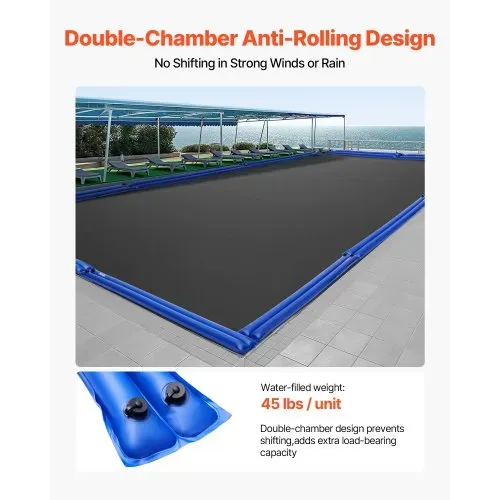 VEVOR Pool Beschwerungssack, 12 Packungen à 238 cm, 0,4 mm dicke PVC-Säcke mit Gewichten mit auslaufsicherem Schraubverschluss, Wassersäcke zur Befestigung von Poolabdeckungen im Winter, blau – Bild 2