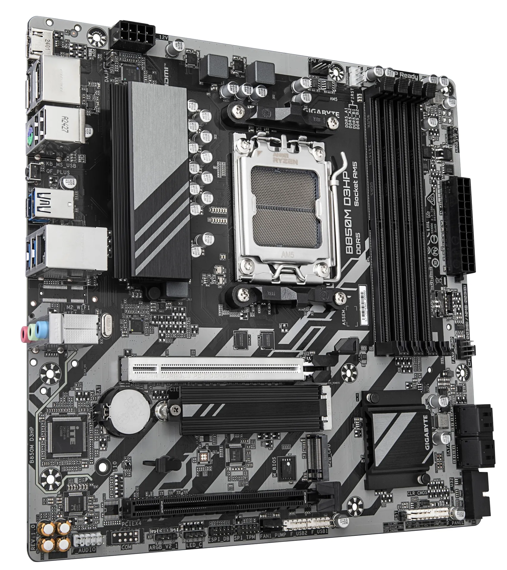 GIGABYTE B850M D3HP Motherboard - AMD Ryzen 9000 Series CPUs, 5+2+2 Phasen Digital VRM, bis zu 8200MHz DDR5 (OC), 1xPCIe 5.0 + 1xPCIe 4.0 M.2, GbE LAN, USB 3.2 Gen 2 – Bild 3