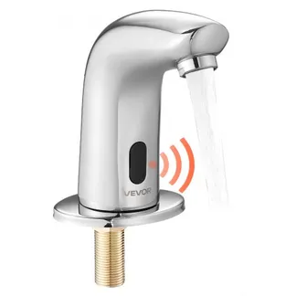 VEVOR berührungsloser Waschtischhahn (verchromtes Silber G112M) Badezimmer, Waschtischarmatur Sensorhahn mit Lochabdeckung, batteriebetriebener Wasserhahn Toilettenhahn Waschbeckenarmatur VEVOR berührungsloser Waschtischhahn (verchromtes Silber G112M) Badezimmer, Waschtischarmatur Sensorhahn mit Lochabdeckung, batteriebetriebener Wasserhahn Toilettenhahn Waschbeckenarmatur