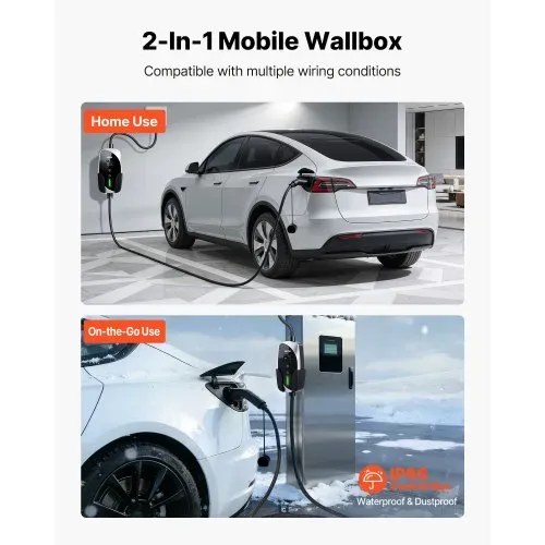 VEVOR Mobile Wallbox, 3,6 kW, 16 A, Typ 2 Ladestation, 1-Phasig-Ladegerät mit 6 m Ladekabel, Schuko-Stecker (16 A), LCD-Display, IP66-Steuereinheit, Stromversorgung für Elektrofahrzeuge – Bild 4